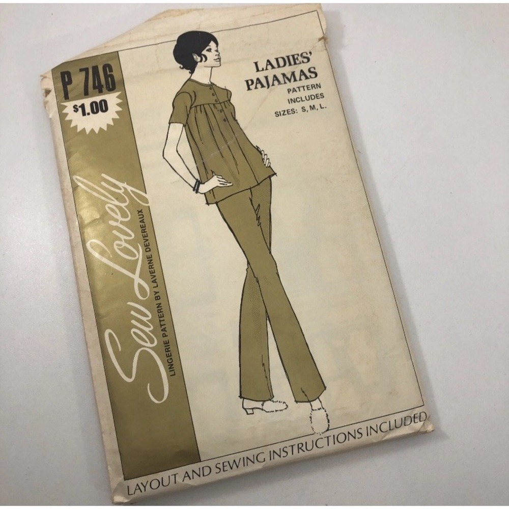 Sew Lovely Lingerie Laverne Devereaux Pajamas Pattern P746 Vintage 1970 S-L